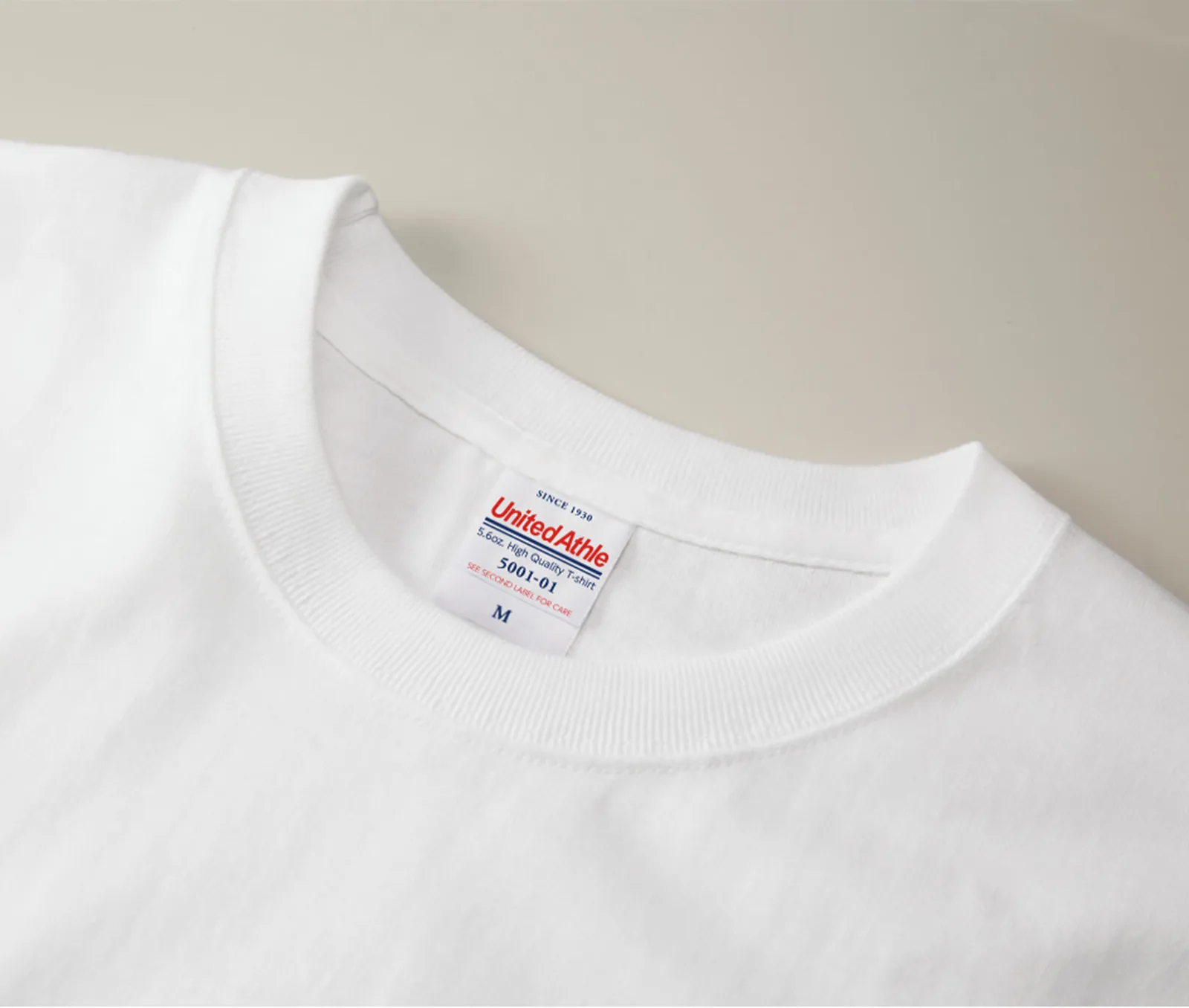 5.6オンス ハイクオリティーTシャツ 首リブのダブルステッチ