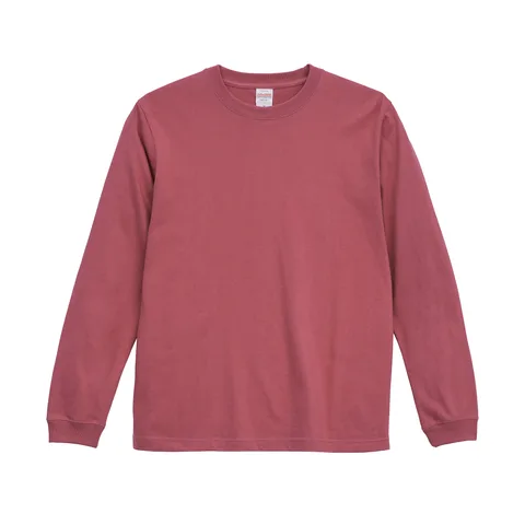 5.6オンス ロングスリーブTシャツ（1.6インチリブ） カラー:ヘイジーレッド（936）