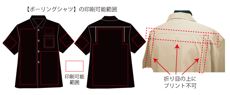 ボウリングシャツ プリント可能範囲