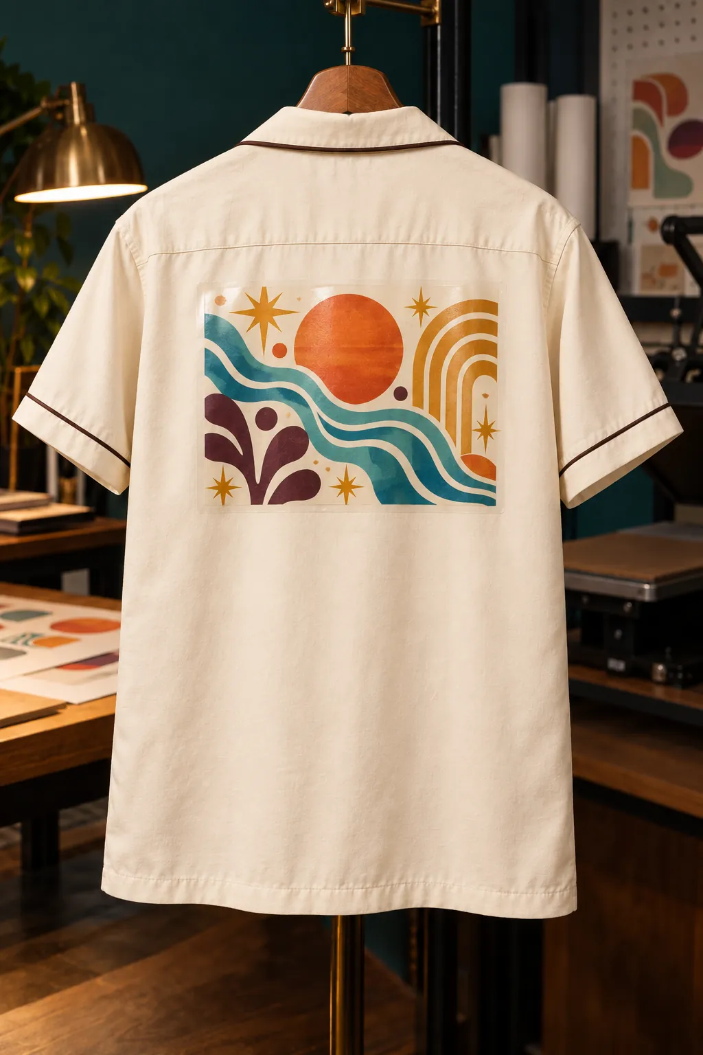制作サンプル：ボウリングシャツ（背中にフルカラーのグラフィックをプリント）